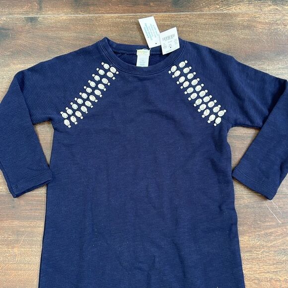 Crewcuts Girls Navy Blue Sweater Dress Size 10 Rhinestones Long Sleeve Jewels - Picture 5 of 6